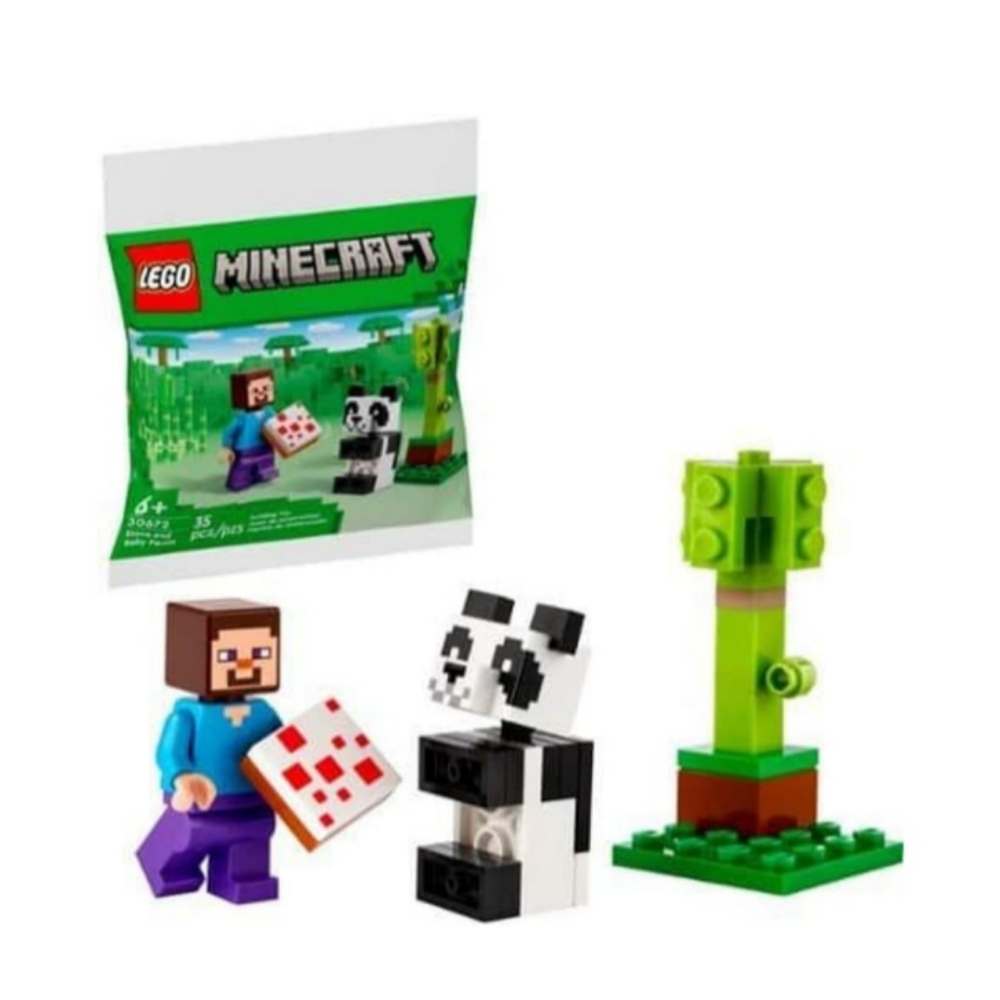 Lego Minecraft 30672 Steve and Baby Panda Building Toy NWT - Picture 1 of 2